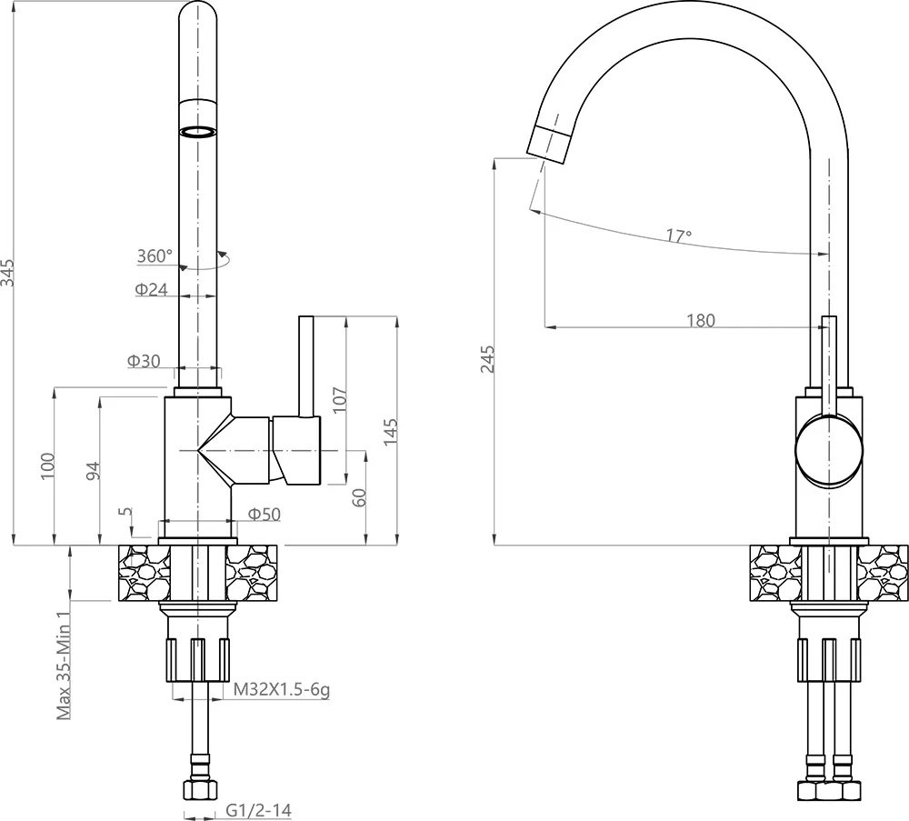 Кухонный смеситель 3650 кашемир GranFest  - Вид №1