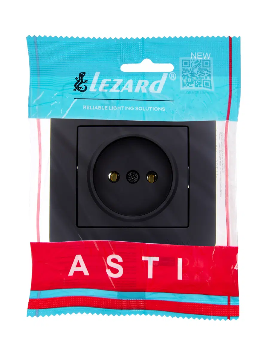 ASTI Розетка б/з ПБТ чёрный бархат LEZARD 7081-4242-121B - Вид №3