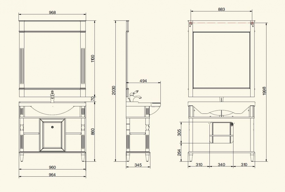 Комплект мебели MIGLIORE Kantri 100 см эмаль оливковая с патиной sun-id-686551 - Вид №1