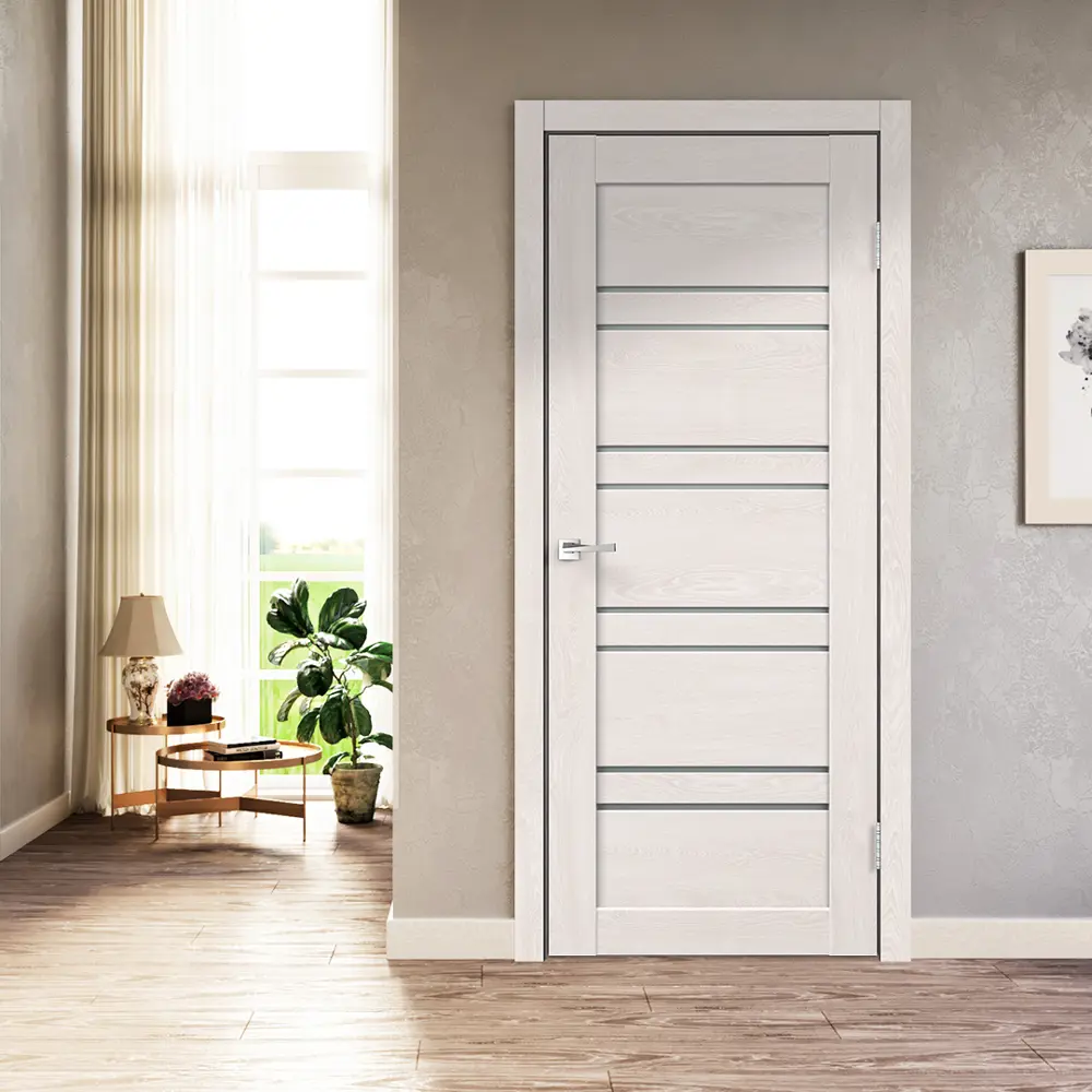 Комплект двери Лайн 1 со стеклом 90x200 см Hardflex цвет дуб тернер белый с добором 100 мм 89429212 STLM-2043457 VELLDORIS  - Вид №1