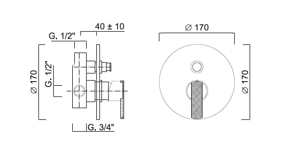 Встраиваемый смеситель для душа с переключателем Rubinetteria Giulini Surf Deluxe ARCH-00019918 - Вид №1