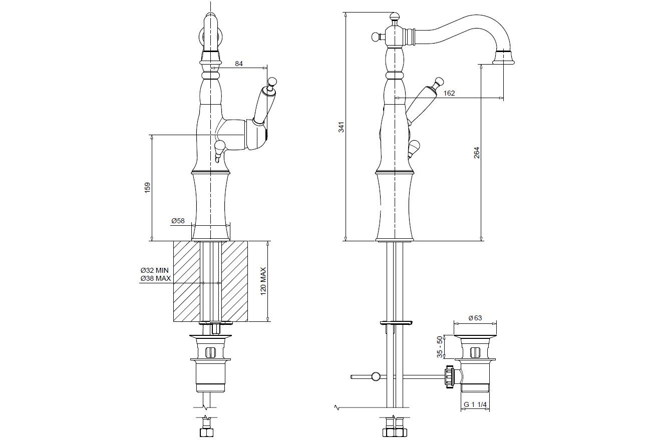 Однорычажный смеситель для раковины с автоматическим сливом Gaia Mobili Complements ARCH-00074146 - Вид №1