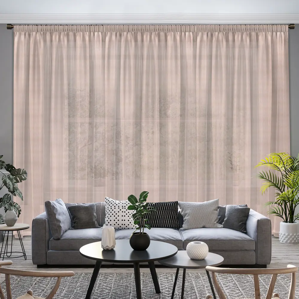 Тюль 1 м/п Однотонный креп 300 см цвет бежевый GARDEN STLM-2060389 - Вид №3