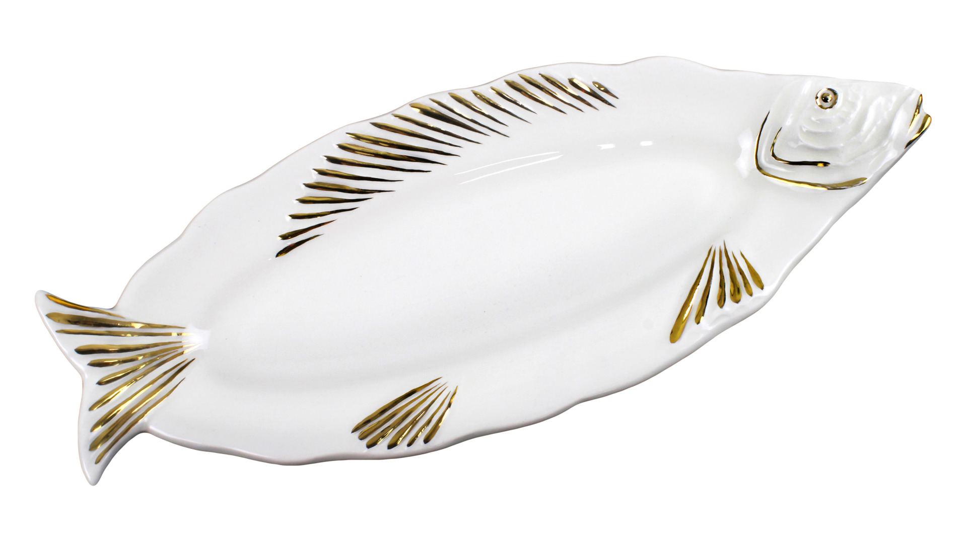 10646084 Романов Фаянс Селедочница золото Керамика  - Вид №1