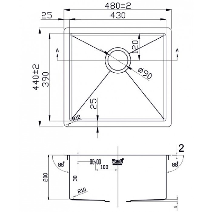 Zorg ZL R-480440 Grafit Мойка кухонная прямоугольная Zorg  - Вид №2