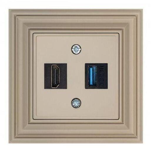 29-140 Розетка HDMI/USB Liregus Retro кремовый омбре