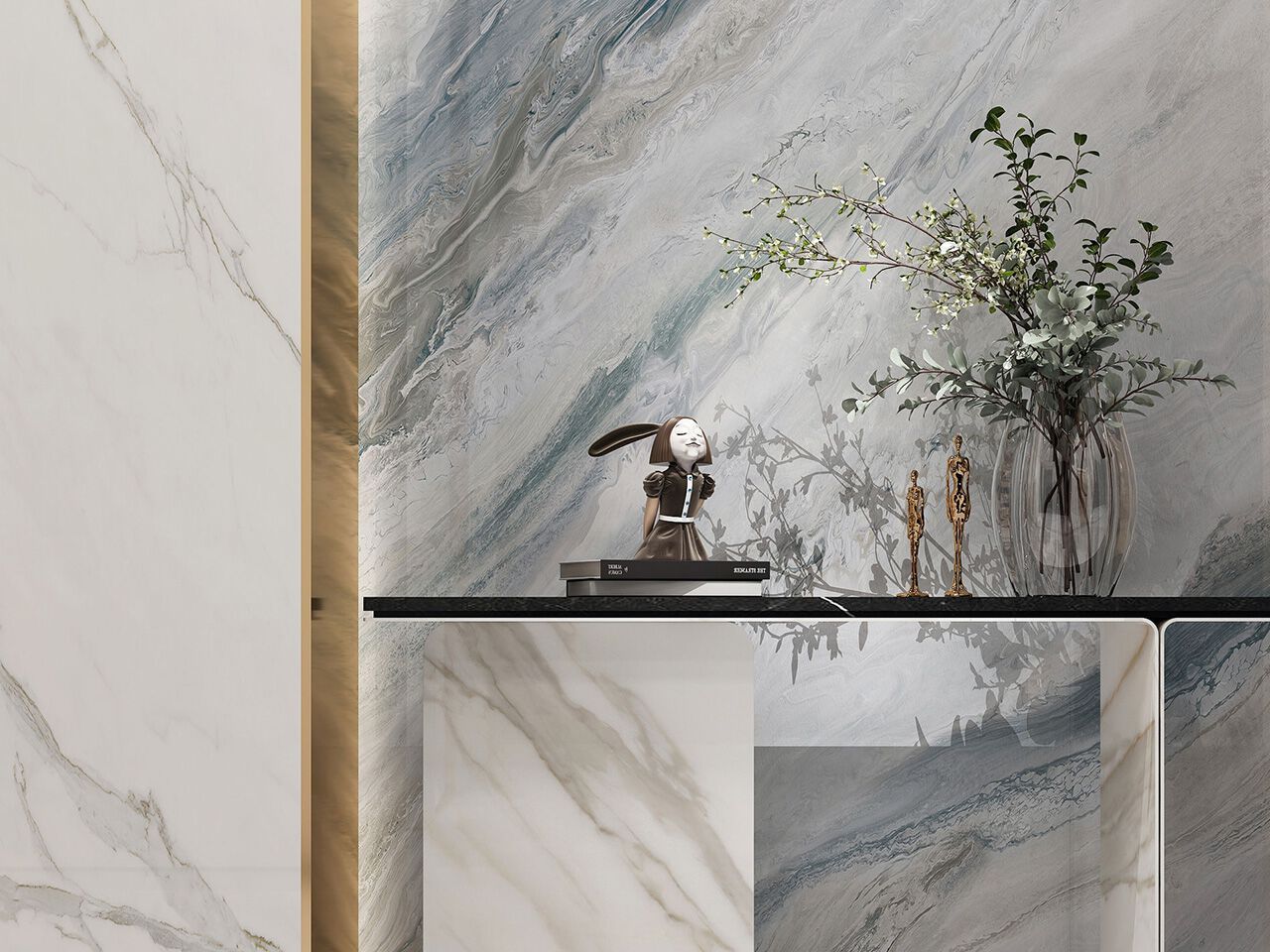 Пол / керамогранит с мраморным эффектом GANI MARBLE TILES LOCKE BLUE GREY ARCH-00015411 - Вид №1