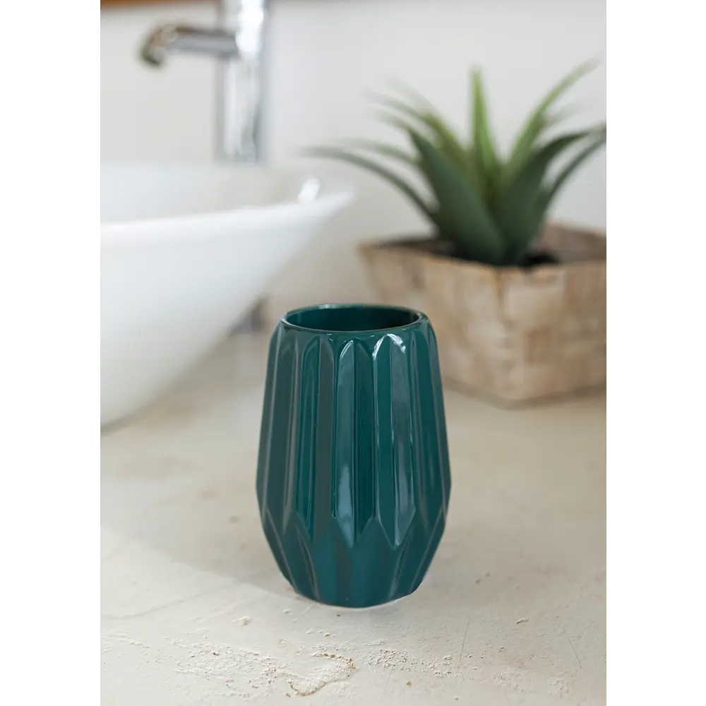 Стакан для зубныx щеток Emerald керамика изумрудный PROFFI HOME STLM-2037537 - Вид №2