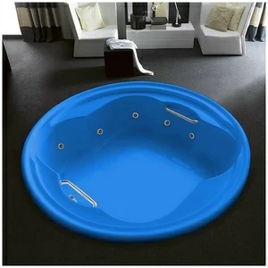 Ванна Gruppo treesse Perla V669B-G голубая с гидромассажем и дезинфекцией круглая большая свободностоящая