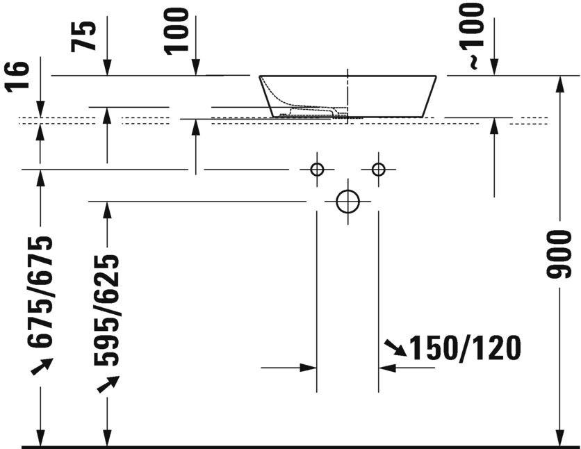 232843 Накладная раковина на столешницу  овальная Duravit Cape Cod - Вид №2