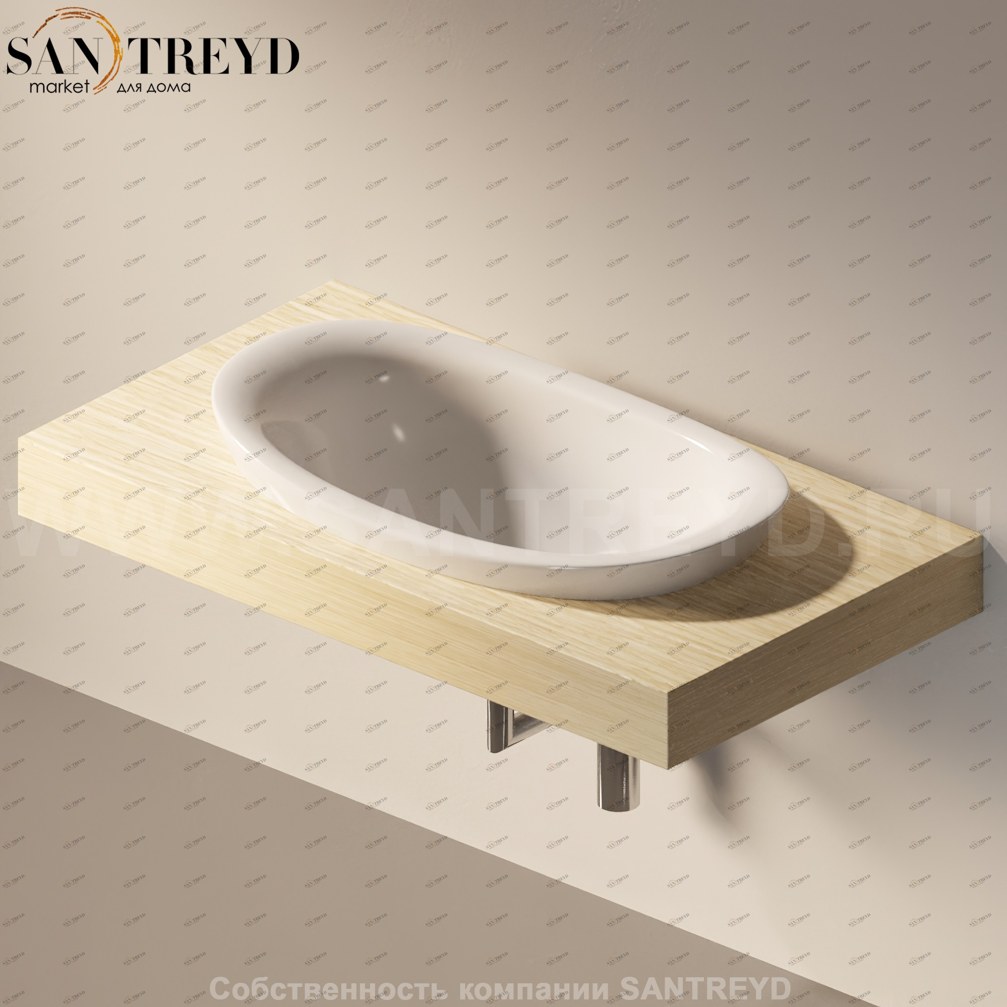 Flaminia IO e SI Столешница с отверстием под раковину светлый дуб IO75M1.WL Ceramica Flaminia IO75M1WL