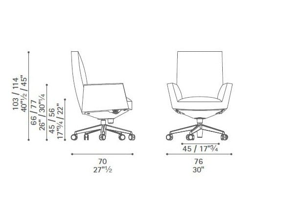 Офисное кресло с кожаным откидывающимся креслом с 5 спицами Poltrona Frau офис-офисные кресла ARCH-00027536 - Вид №5
