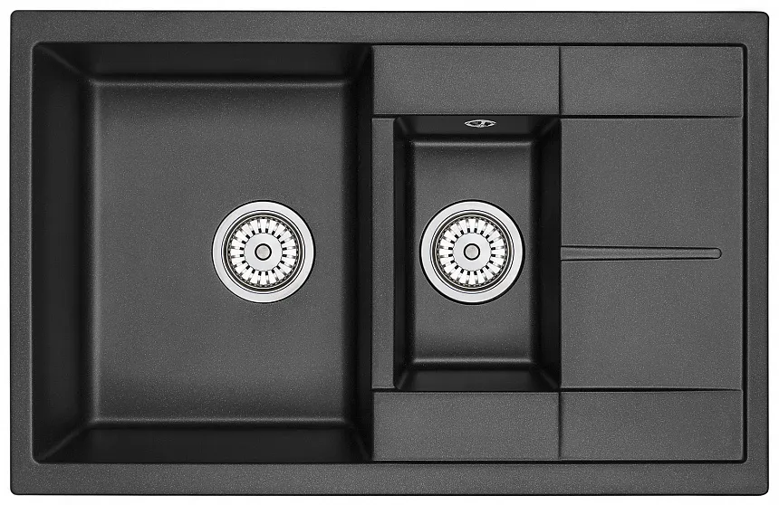 7802, ШВАРЦ (чёрный металлик), кухонная мойка, кварц GRANULA 7802-ST234 - Вид №1