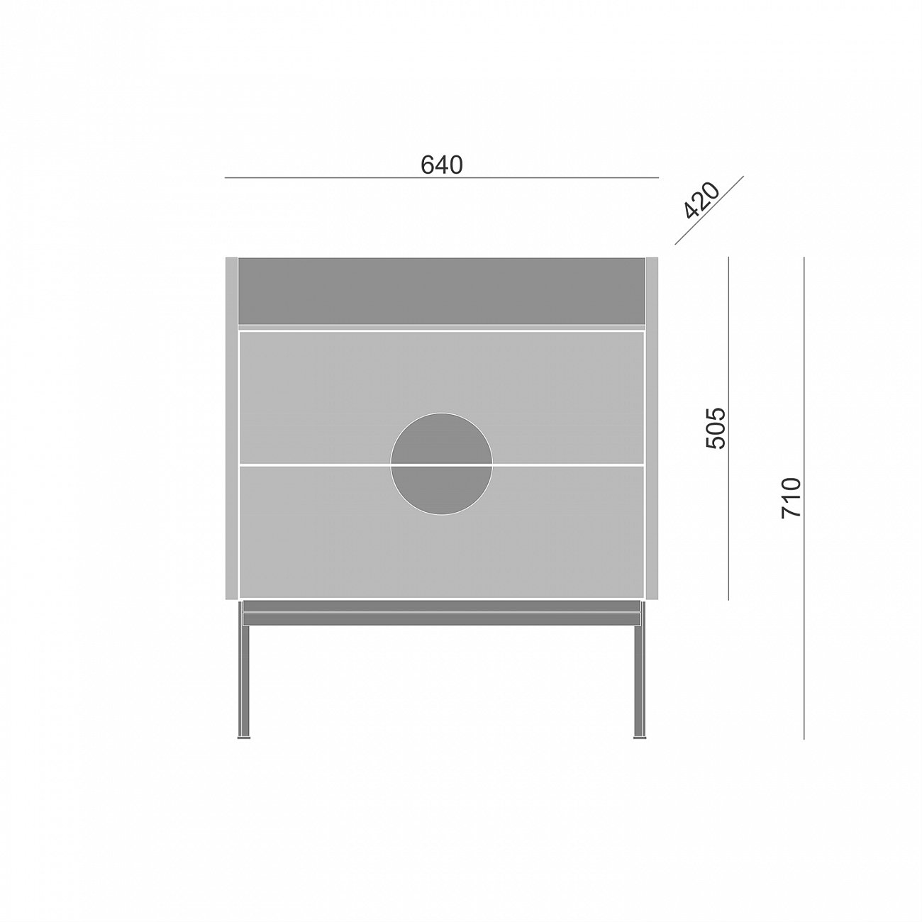 Тумба с полкой 61х64 см серая Alto BRAGIN DESIGN LIVING 00-3862453 Серый - Вид №1