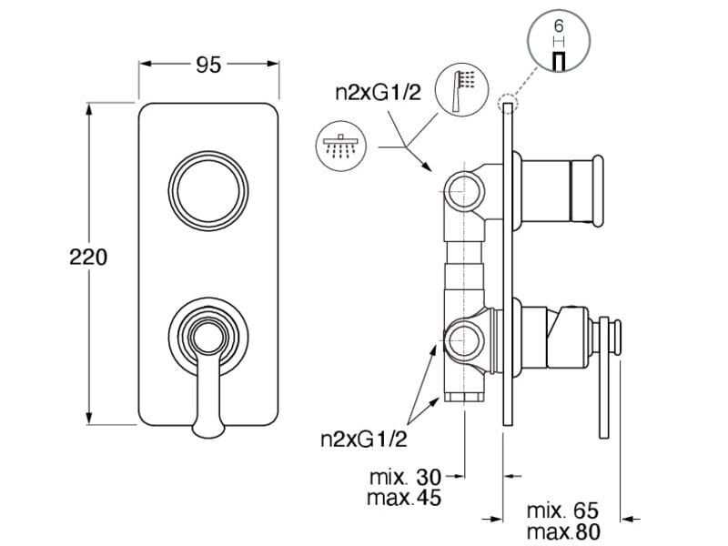 Однорычажный встраиваемый смеситель для душа / ванны с пластиной CRISTINA Rubinetterie Маяк ARCH-00024027 - Вид №2