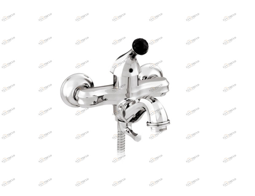 038112.N00.50 Смеситель-монолевер для ванны с черными кристаллами Swarovski Яркий хром Mestre Indica