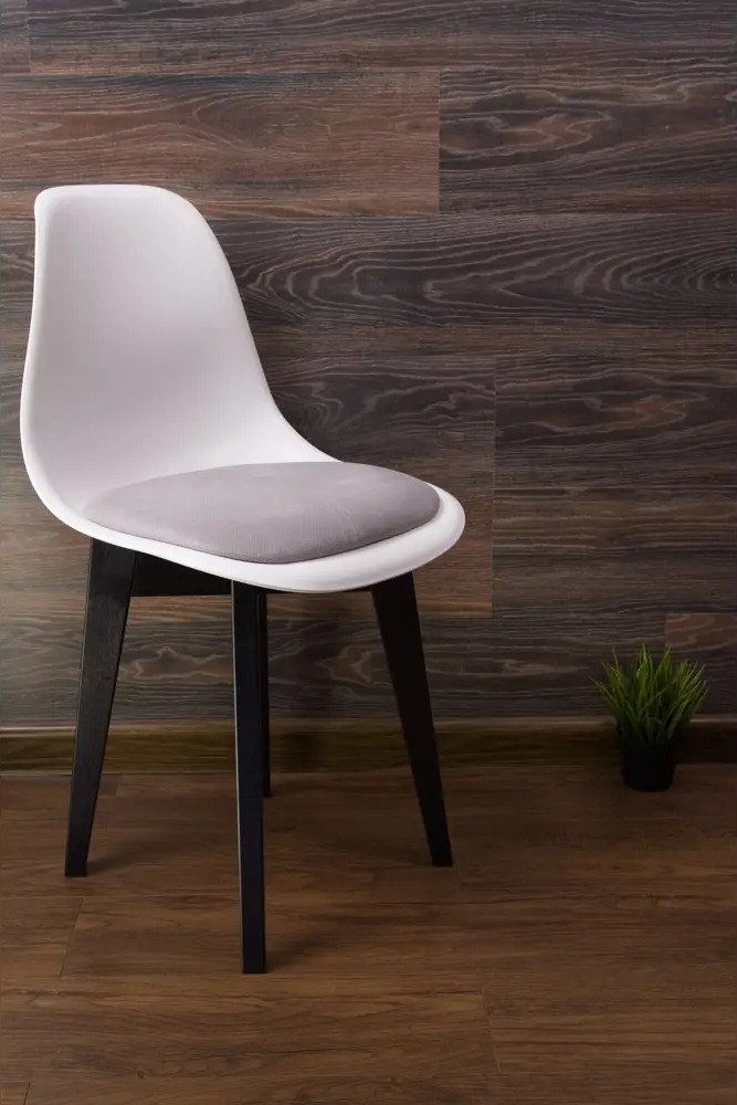 91618017 Комплект стульев 3 шт Zip-mebel Сашш 45x83x46 см велюр цвет белый/светло-серый/черный STLM-0872915