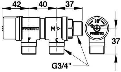 Термостатический смесительный клапан Presto 29007 6- 47 л/мин 29007.0 - Вид №1