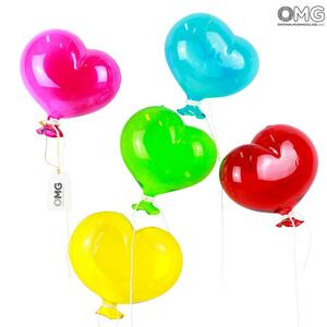 1344 ORIGINALMURANOGLASS 5 декоративных воздушных шаров в форме сердца - palloncini a cuore - муранское стекло 15 см