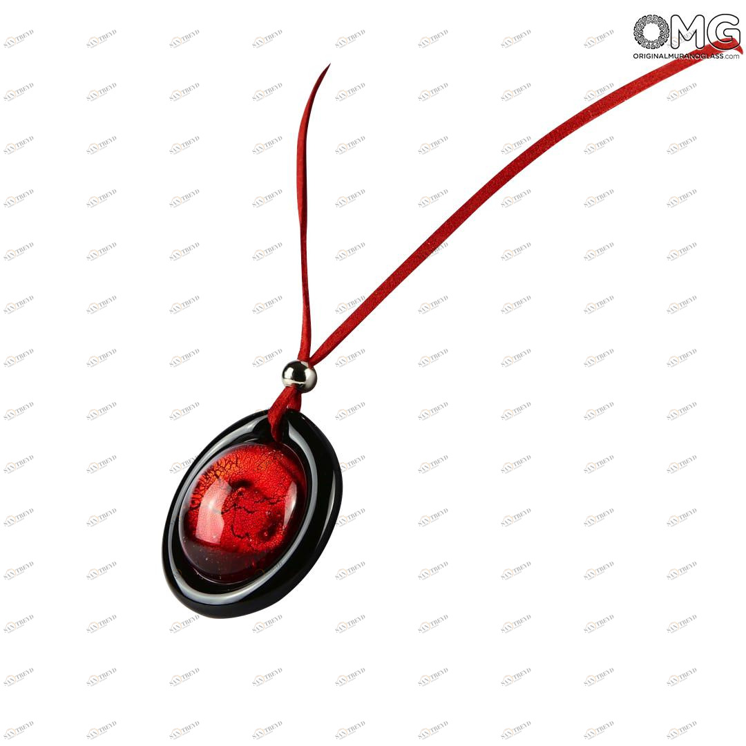 2467 ORIGINALMURANOGLASS Круглая красная подвеска из стекла соммерсо - муранское стекло - Original Murano Glass OMG 5 см 