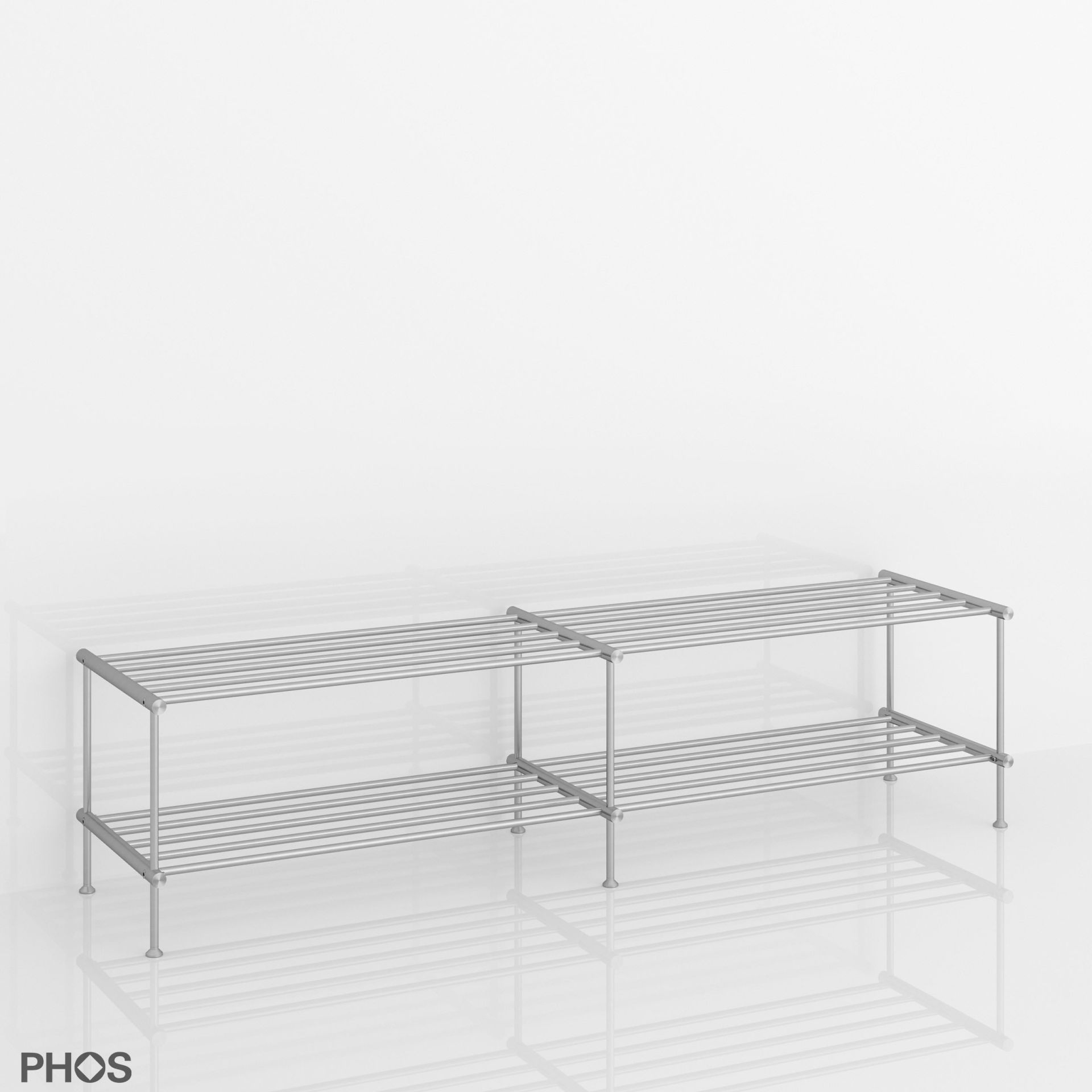 SR1400-2 Полка для обуви широкая, 2 уровня, ширина 140 см. PHOS  - Вид №4