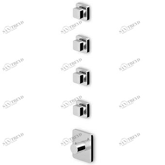 ZP7662 - R97823 Встроенный термостатический смеситель для душа 1/2 "с 4-мя запорными кранами. Zucchetti Soft 
