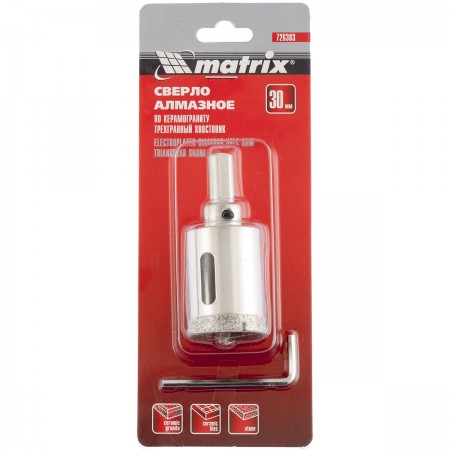 Коронка алмазное по керамограниту 32х67мм трехгранный хвостовик Matrix Матрикс 12825 - Вид №3