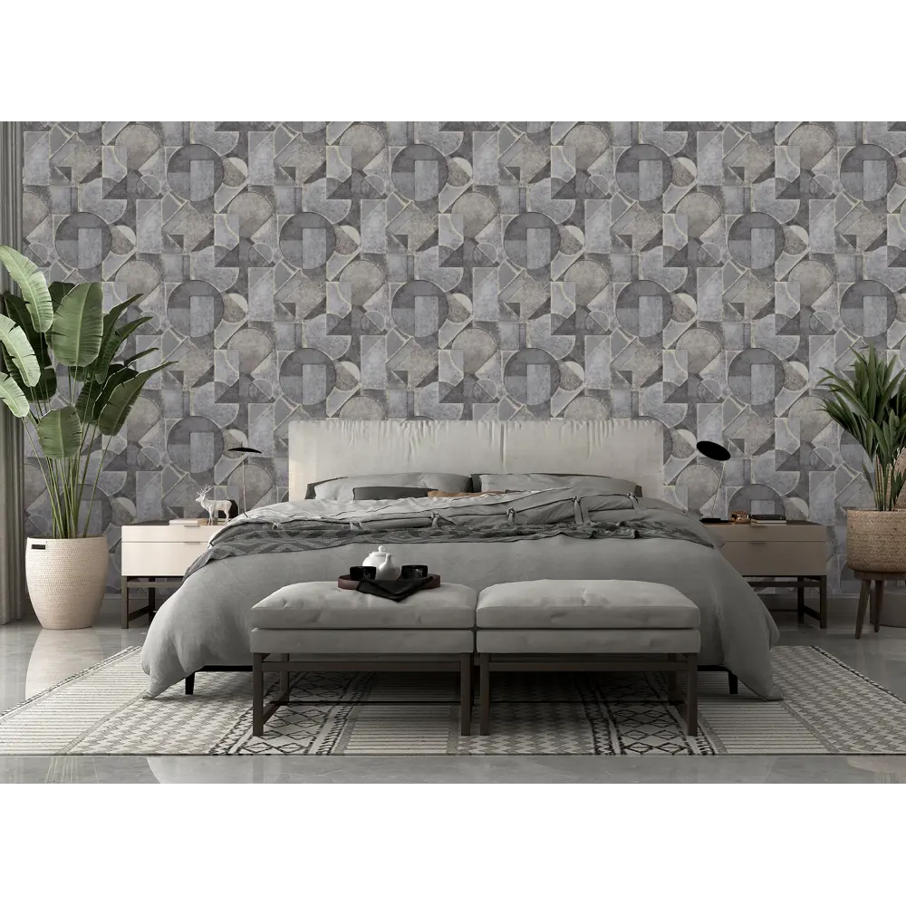 Обои флизелиновые Ateliero Cubus графитовые 1.06 м AT88194-15 STLM-2196614 - Вид №3