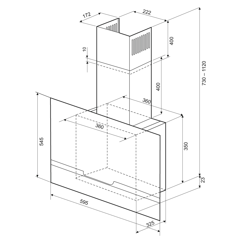 9946170 Вытяжка наклонная KRONA DOMENIKA 600 S черный/серебристый STDN-0090070 - Вид №13