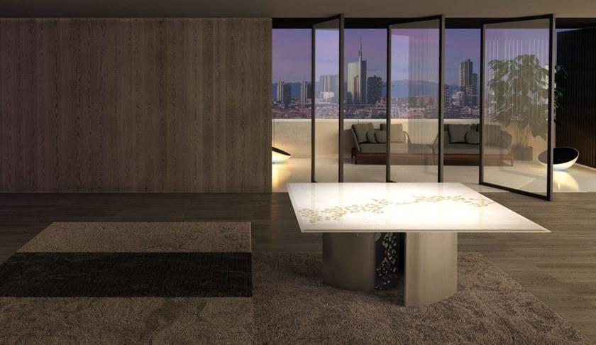 Unica by Tecnotelai Квадратный стол из стали и стекла Nastri sun-id-1516526 - Вид №1