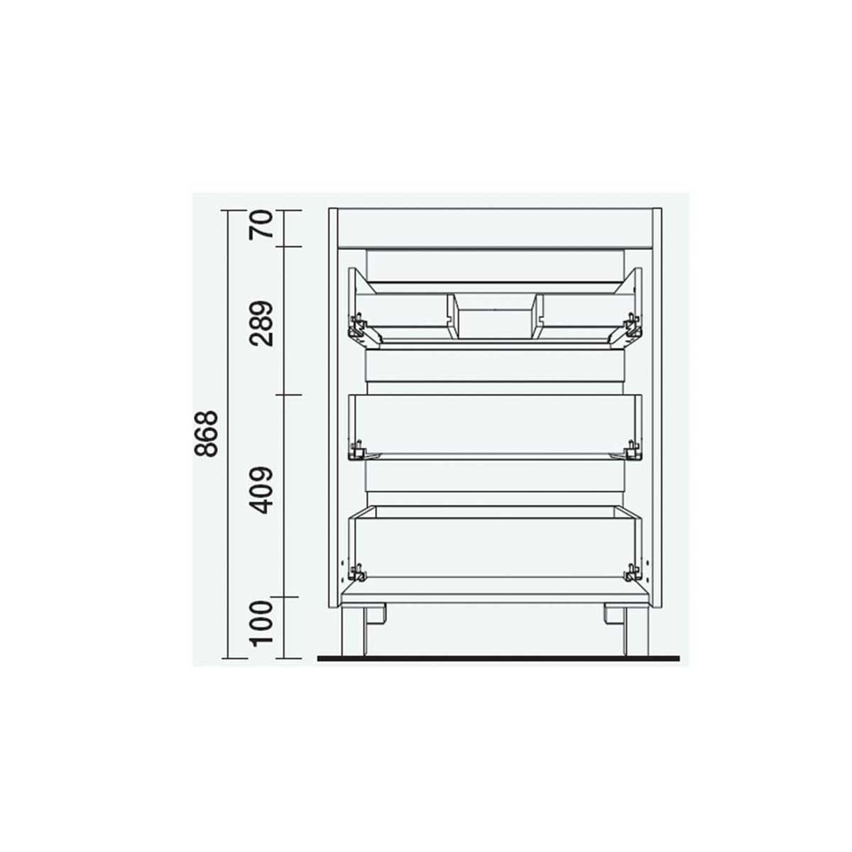 26571 SALGAR Мебель для умывальника FUSSION LINE 900 SBIANCATO с 3 ящиками 897 x 868 x 450 мм Sbiancato - Вид №3