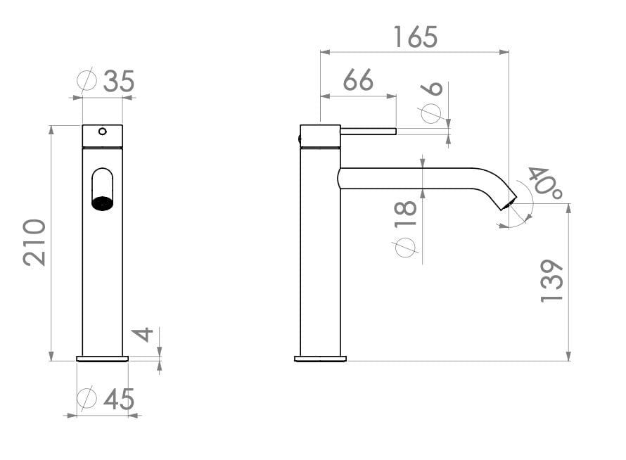 Однорычажный смеситель для раковины из нержавеющей стали без слива Radomonte Dex ARCH-00100833 - Вид №2