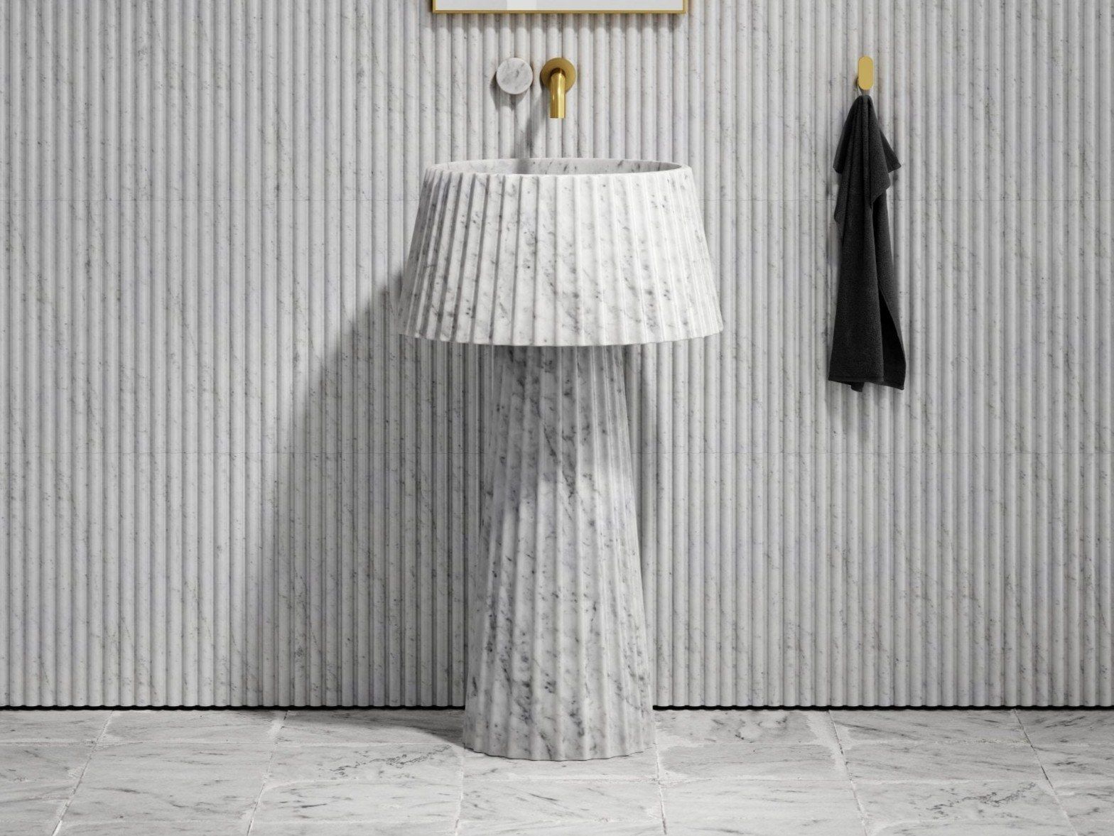 Каррарский мрамор круглый отдельно стоящий умывальник LUSSO Lamp ARCH-00083730