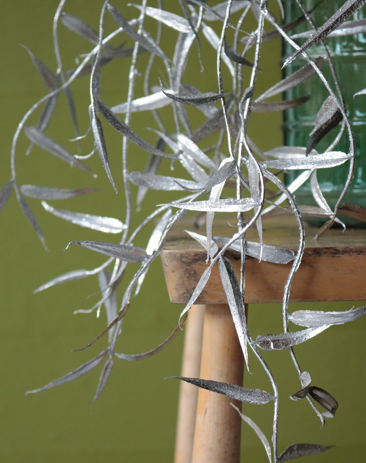 1159 996 a3 Искусственный спрей плакучей ивы, 98 см, серебристый H-andreas  - Вид №5