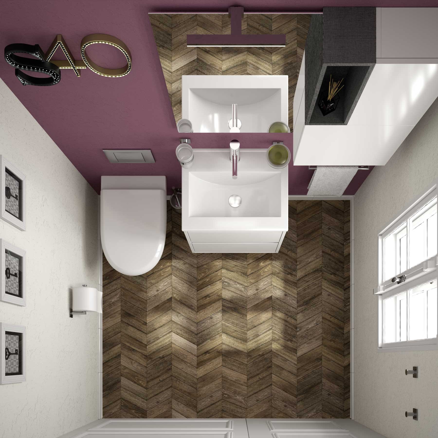 21615 SALGAR Мебель для умывальника S40 600 2 ящика GLOSS WHITE 598 x 556 x 385 мм Глянцевый белый  - Вид №3