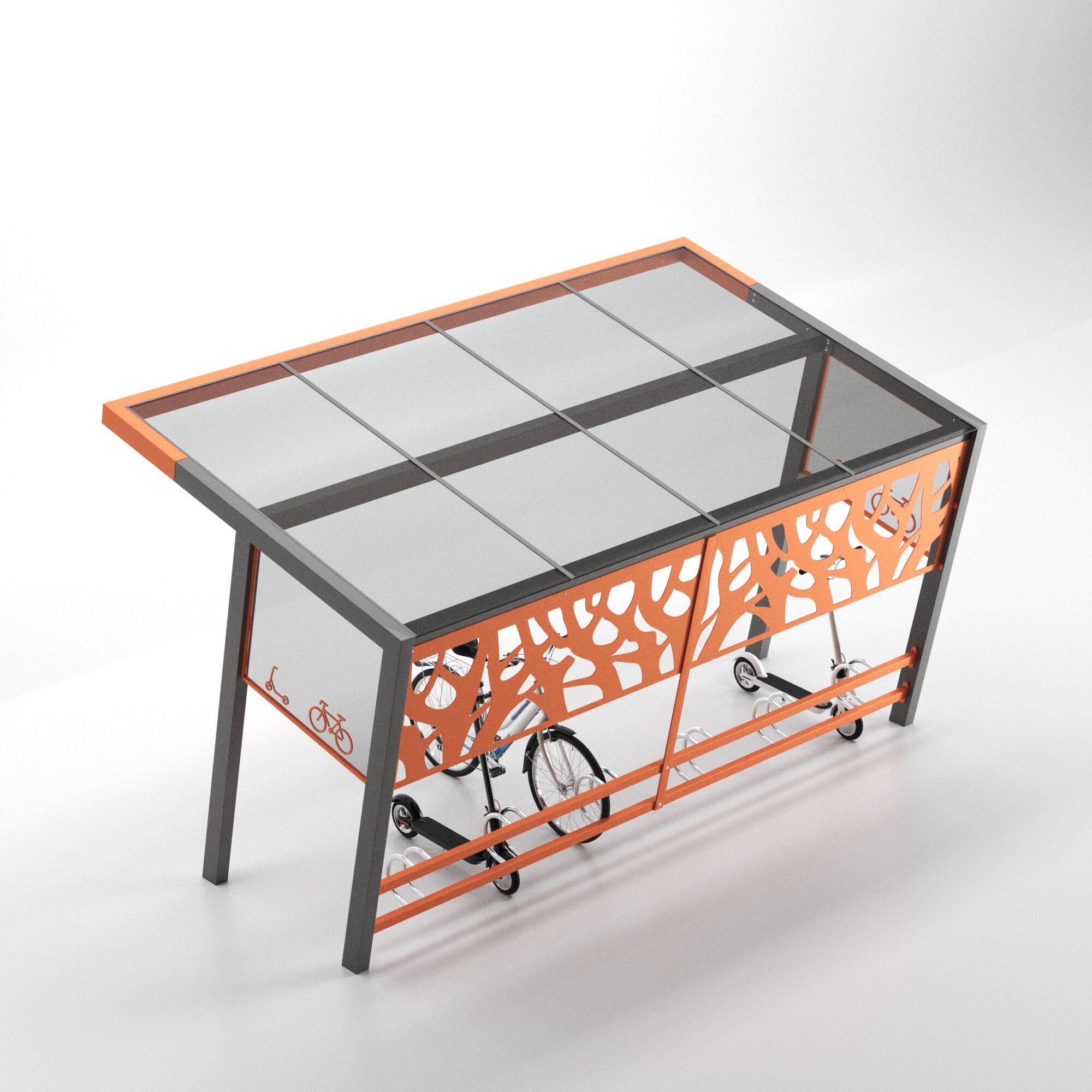 Стальной и поликарбонатный навес для велосипедов и мопедов CITYSì CROSS ARCH-00108240 - Вид №1