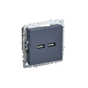 Розетка USB встраиваемая IEK Brite РЮ10-1-БрМ цвет морская волна цвет маренго 89361857 STLM-2125762