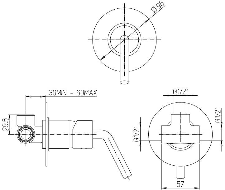 Paini Pixel 81CR690NEW смеситель встраиваемый для душа - Вид №1