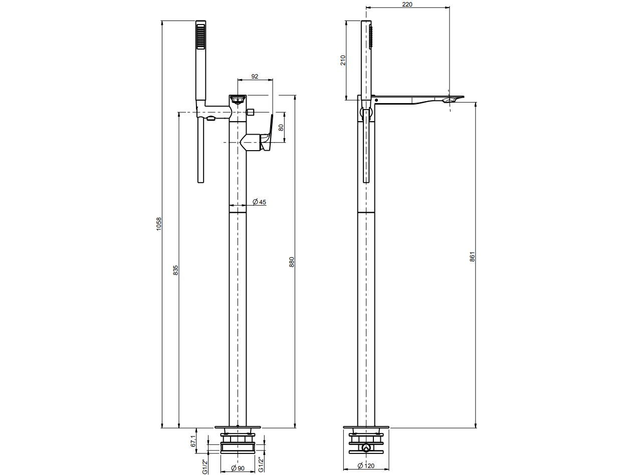 Смеситель для ванны с ручным душем Rubinetterie Frattini Нарцисс ARCH-00057499 - Вид №9