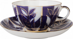 80276 Императорский фарфоровый завод Чашка чайная с блюдцем "Зимний вечер" "Тюльпан" Фарфор твердый