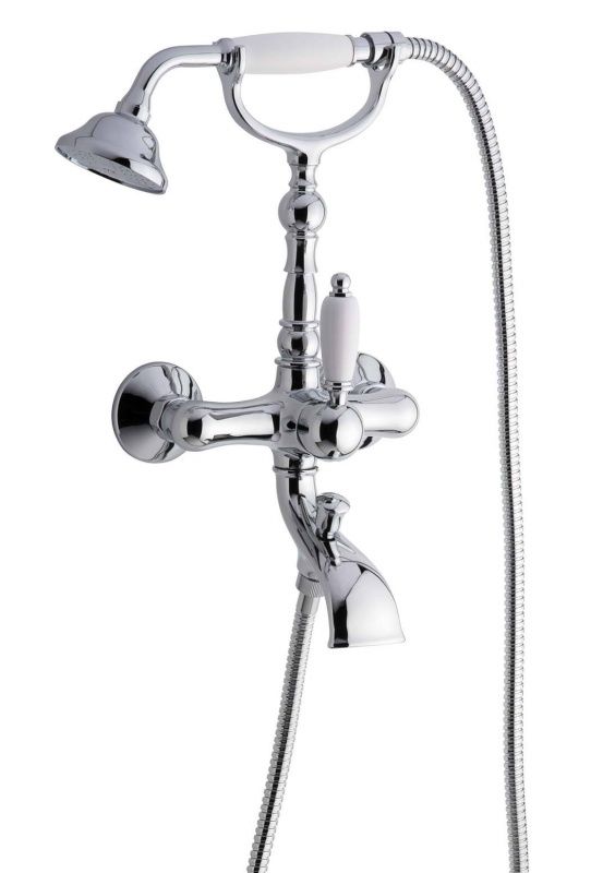 40011BO Смеситель Laguna с ручным душем для ванной, цвет белый-золото EMMEVI