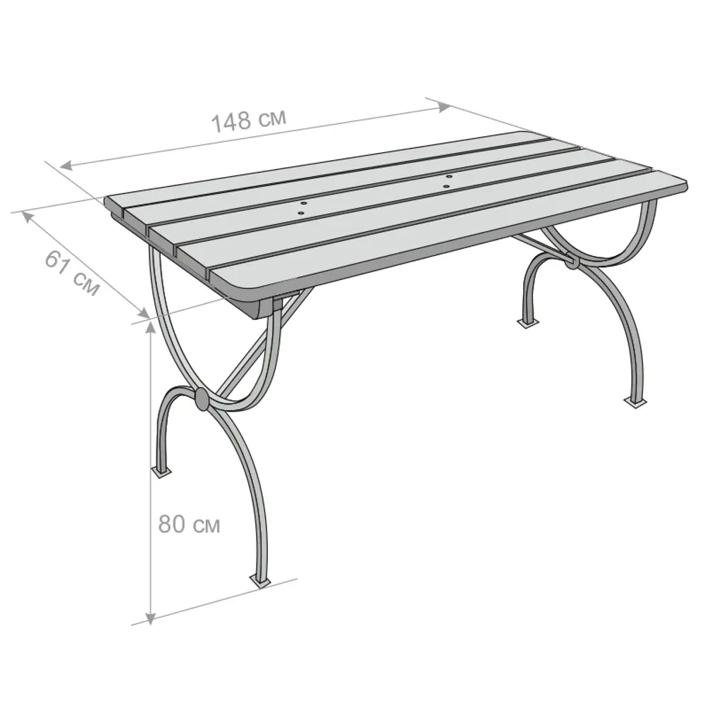 Стол садовый Naterial Тироль складной 150x60x78 см металл/дерево темно-коричневый STLM-2031511 - Вид №3