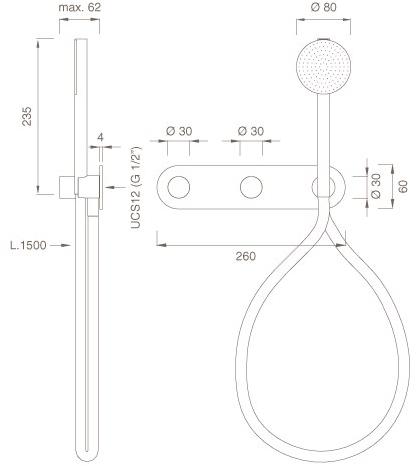Ceadesign Настенный комплект из 2 смесителей для ванны / душа с ручным душем Cartesio Car 50h - Вид №1