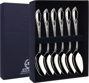 10636182 Аргента (Россия) Набор чайной ложки 6пр "Престиж" +футляр Серебро 925