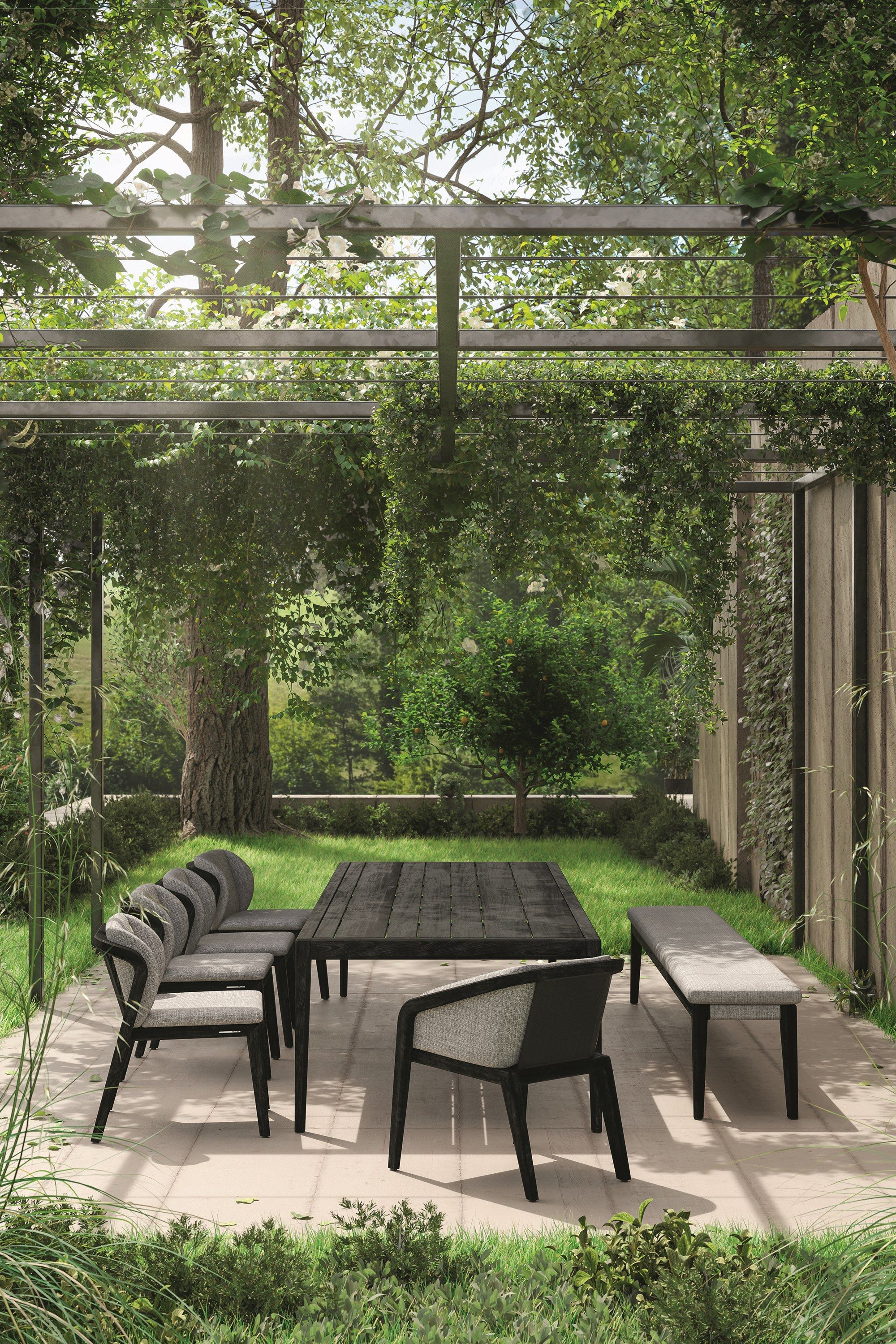 Садовая скамейка из ткани и тика MANUTTI Sunrise ARCH-00133263 - Вид №2