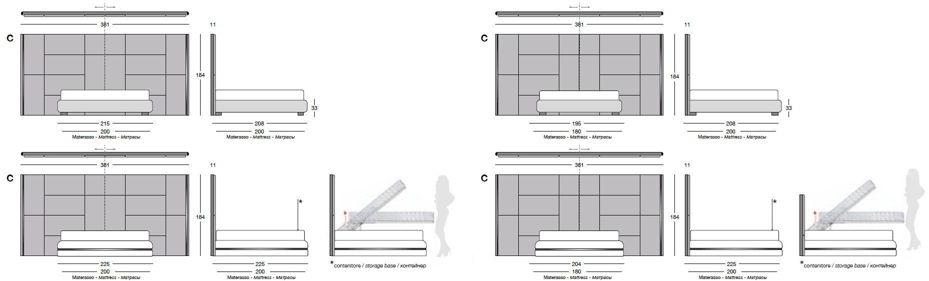 Longhi Кожаная кровать с мягким изголовьем Loveluxe 2018 – illusion collection W 843 - Вид №6
