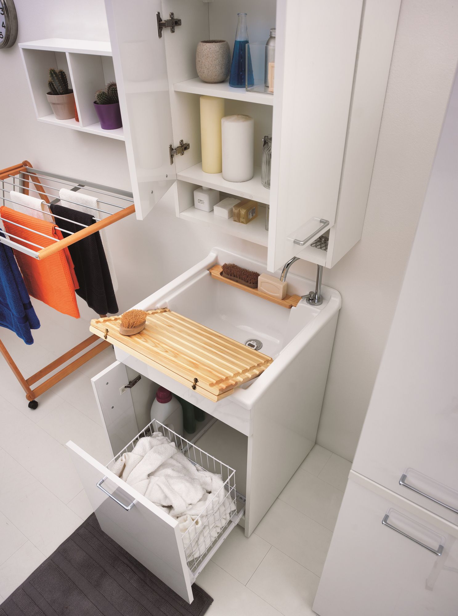 Шкаф для белья из ДСП с бельевой стойкой COLAVENE Jolly Wash ARCH-00149787 - Вид №14