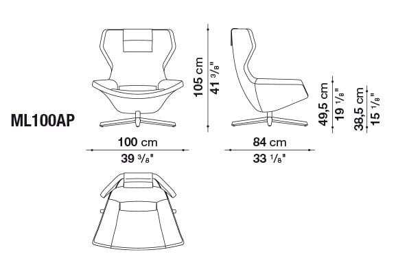 Вращающееся кресло с высокой спинкой B&B Italia ARCH-00145094 - Вид №4