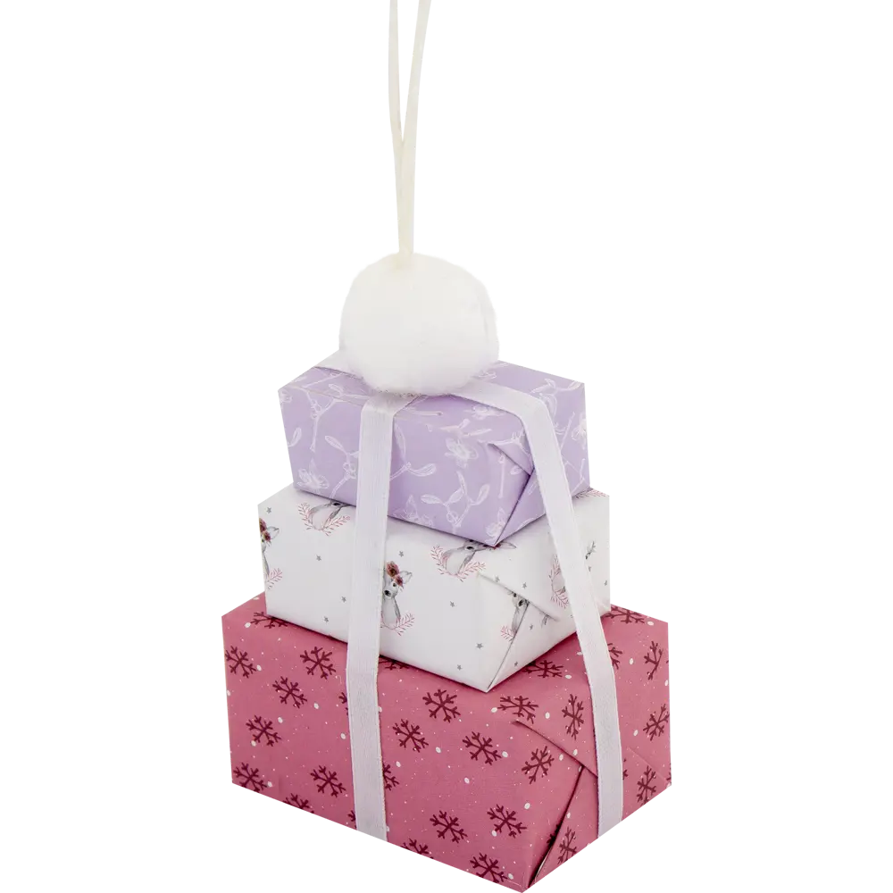 Набор ёлочных украшений «Подарки», 10 см, цвет розовый/фиолетовый, 3 шт Santreyd STLM-2003656