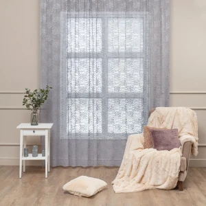 Тюль на ленте 28991 300x280 см цвет серый